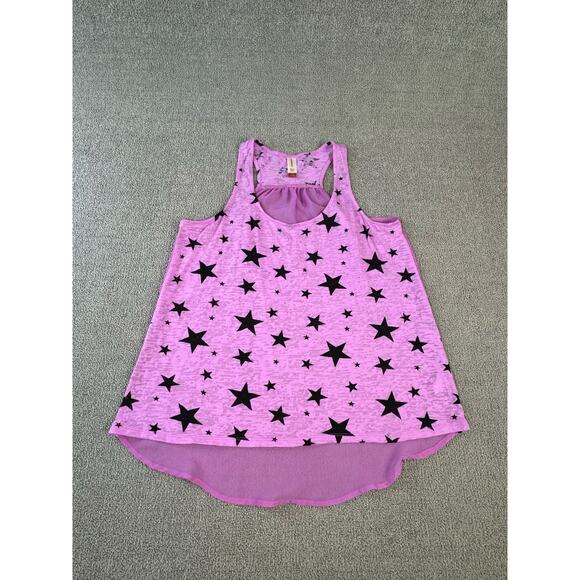 No Boundaries Racerback Tank Top Purple Star Print Sheer Juniors Large - Picture 1 of 6